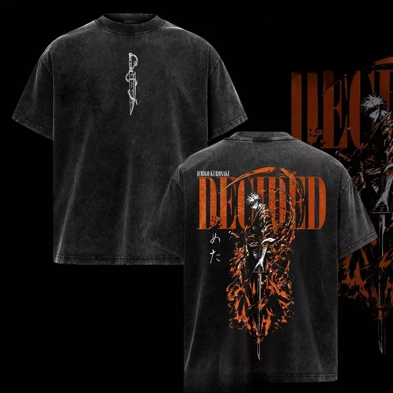 T-shirt imprimé BLEACH Kurosaki Ichigo pour hommes et femmes