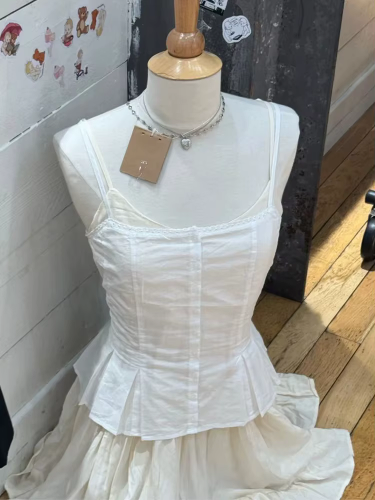 Débardeur blanc pliable en dentelle pour femmes