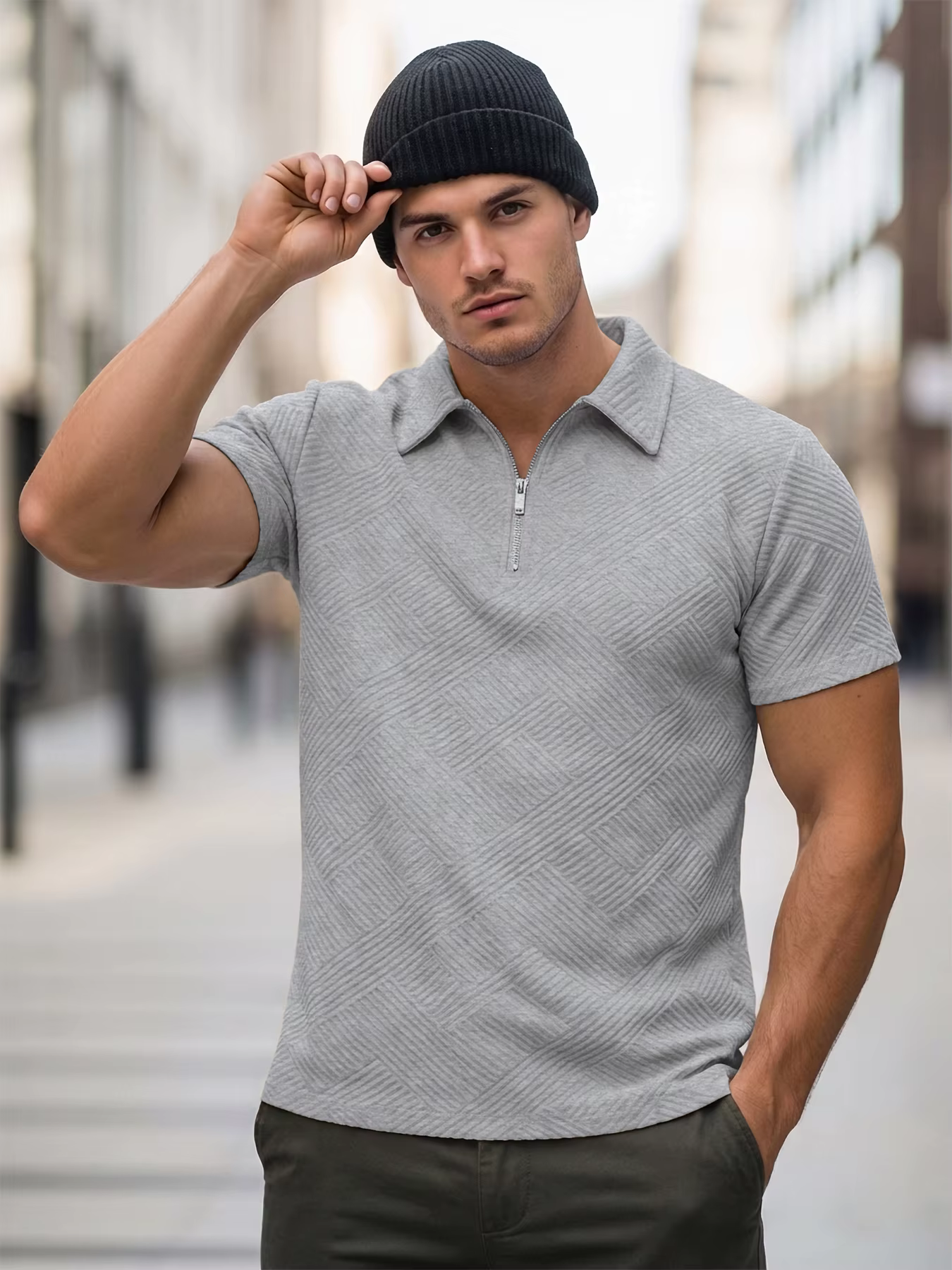 Polo mi-zippé pour homme