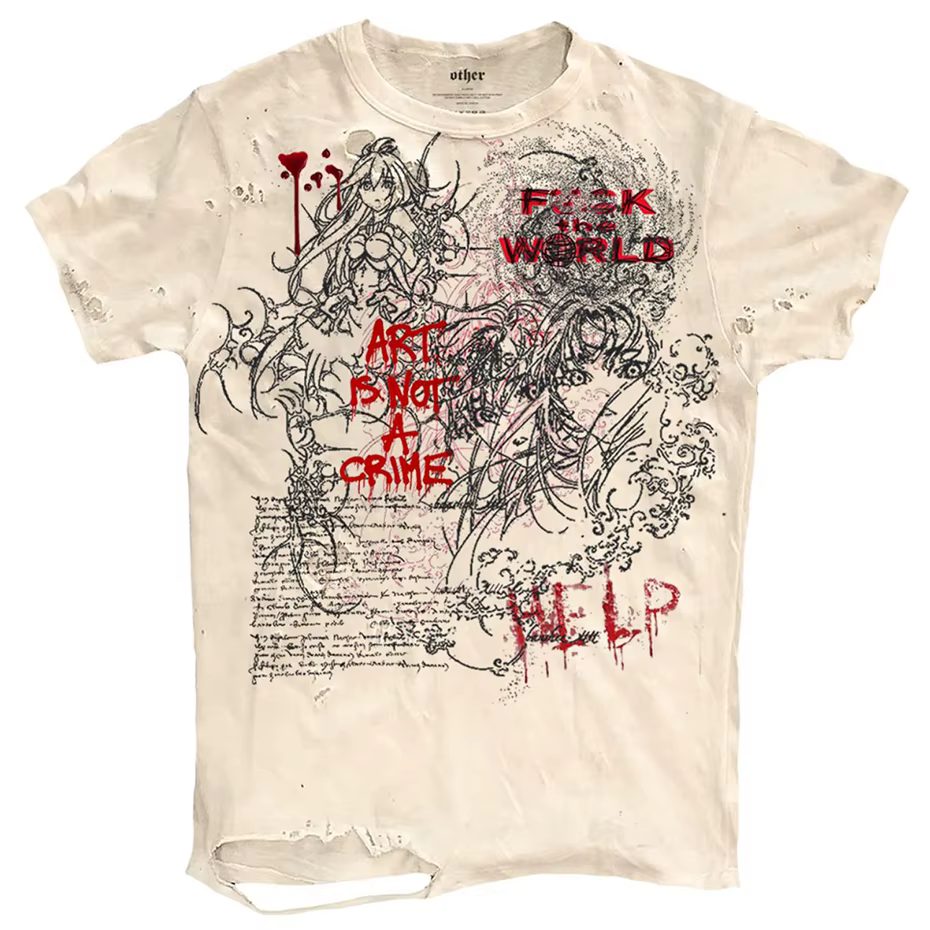T-shirts graphiques déchirés hommes T-shirt Vintage été décontracté