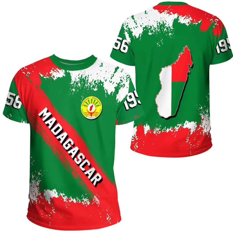 Nouveau drapeau de Madagascar graphique impression 3D T-shirts emblème national