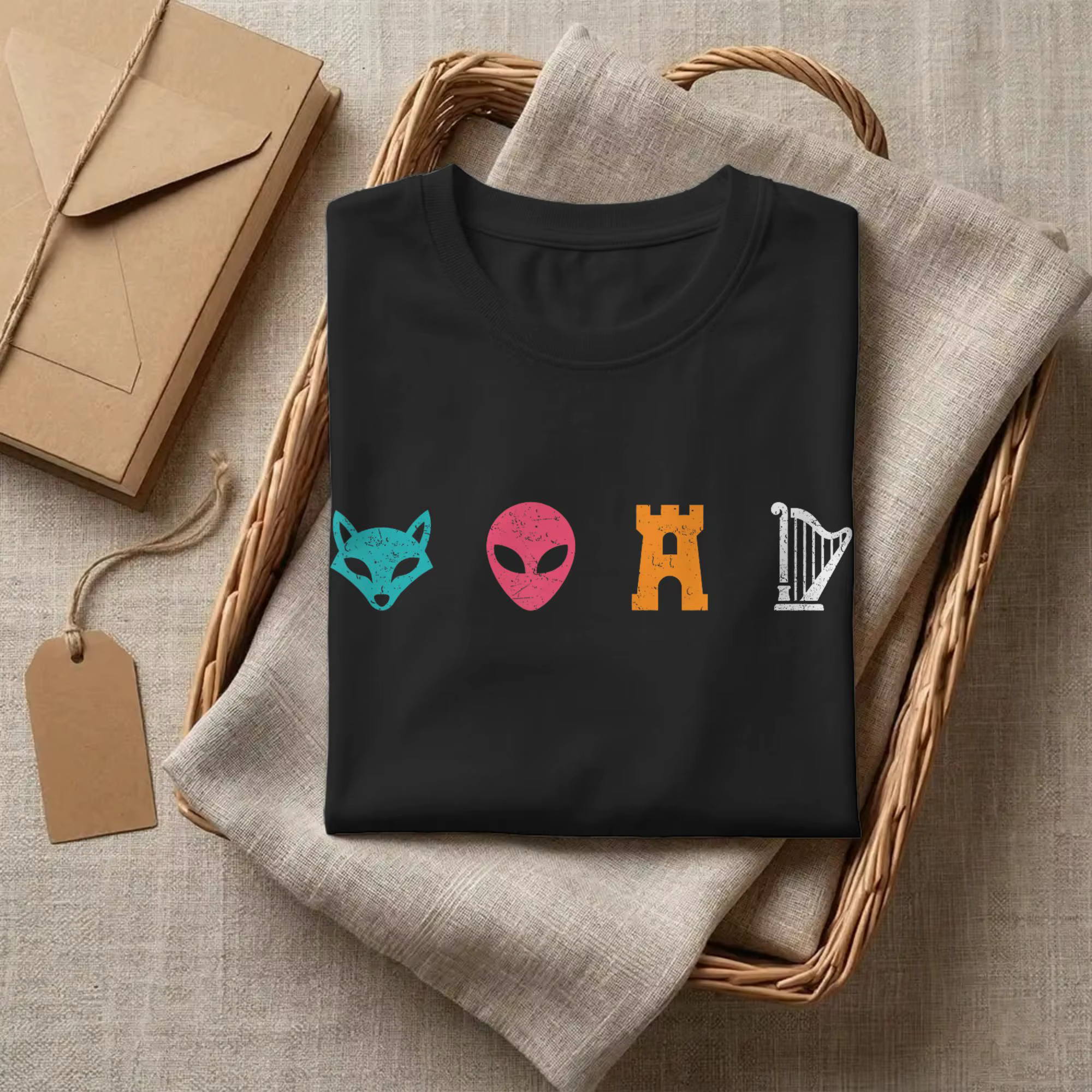 T-shirt drôle Spurs Fox&Alien&Castle&Harper pour hommes
