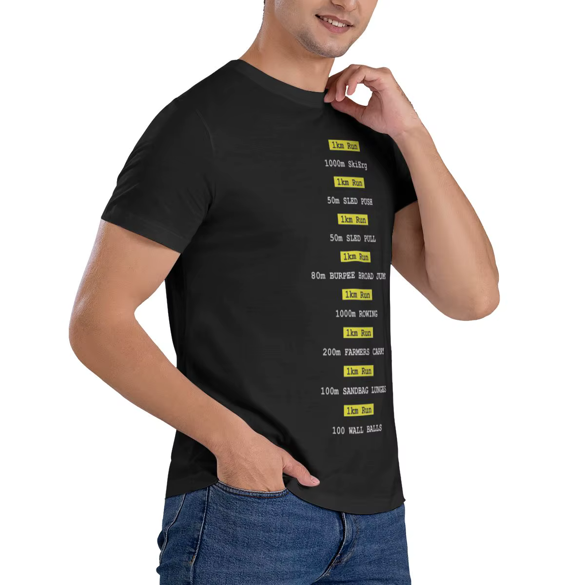 T-shirt imprimé unisexe pour hommes, drôle, Hyrox Fitness Race, chemisiers