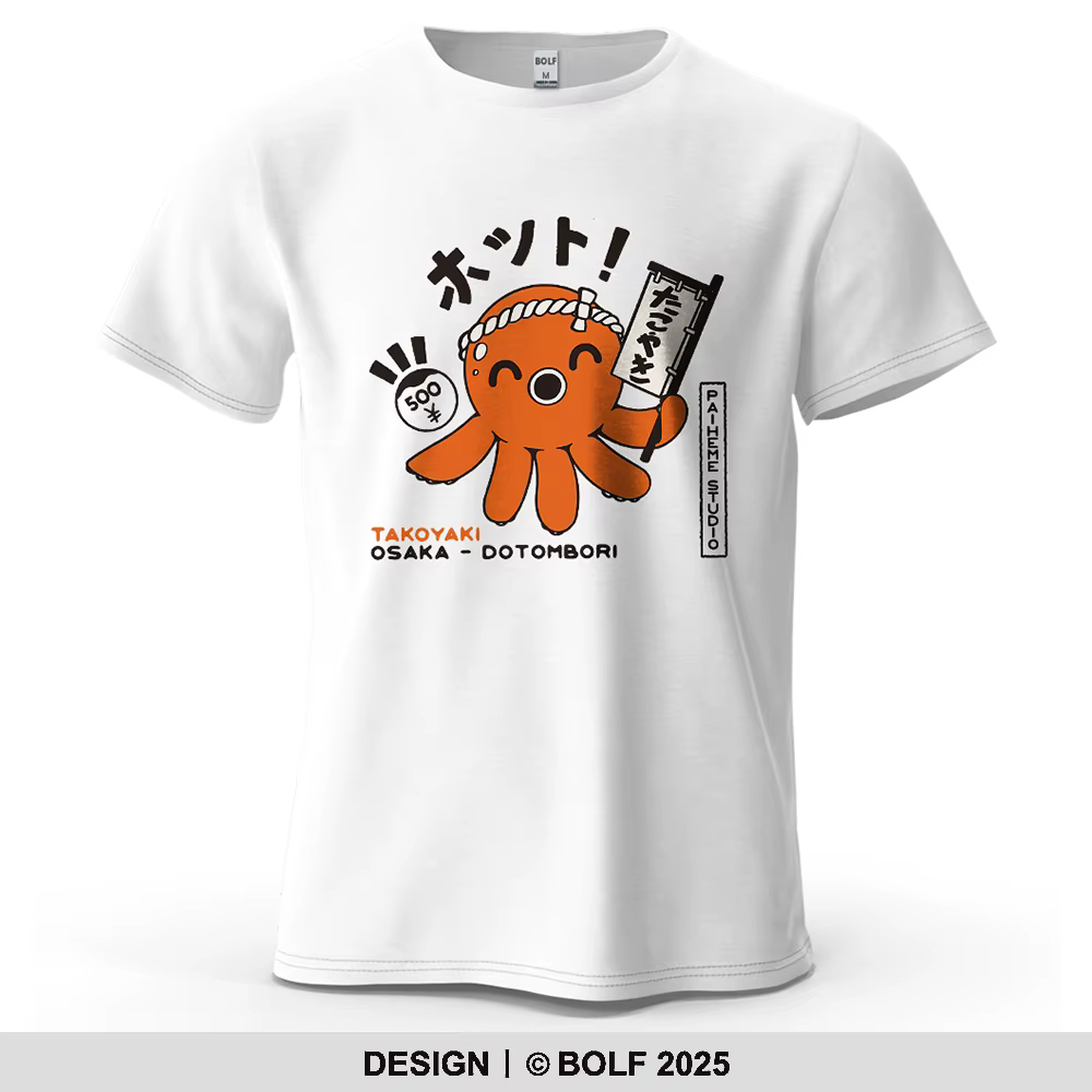 TAKOYAKI OSAKA DOTOMBORI imprimé hommes T-Shirt 100% coton surdimensionné graphique t-shirts pour haut pour femme