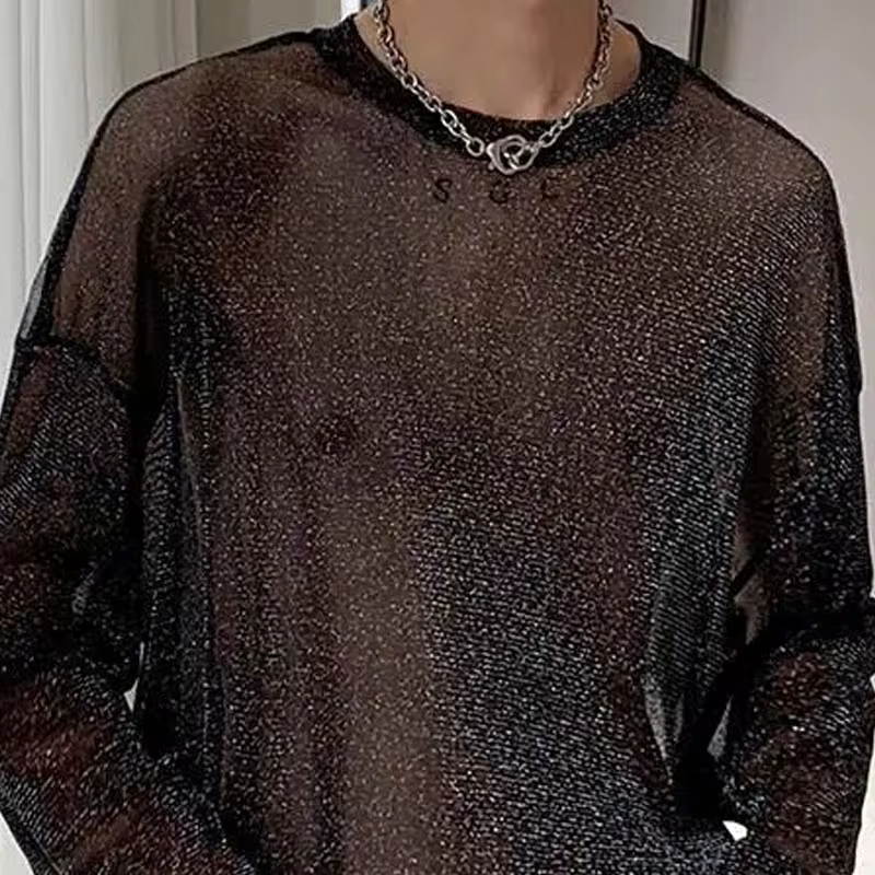 T-Shirt en Maille Transparente pour Homme