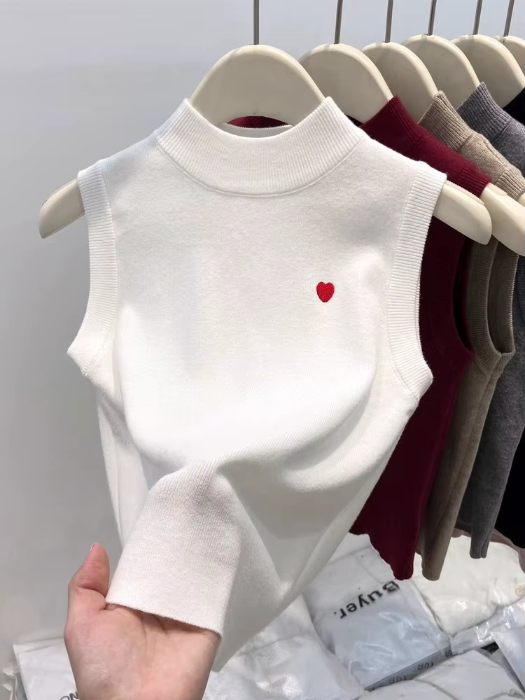 Sans manches tricoté couche de Base gilet décontracté tout-match couleur unie femmes débardeurs