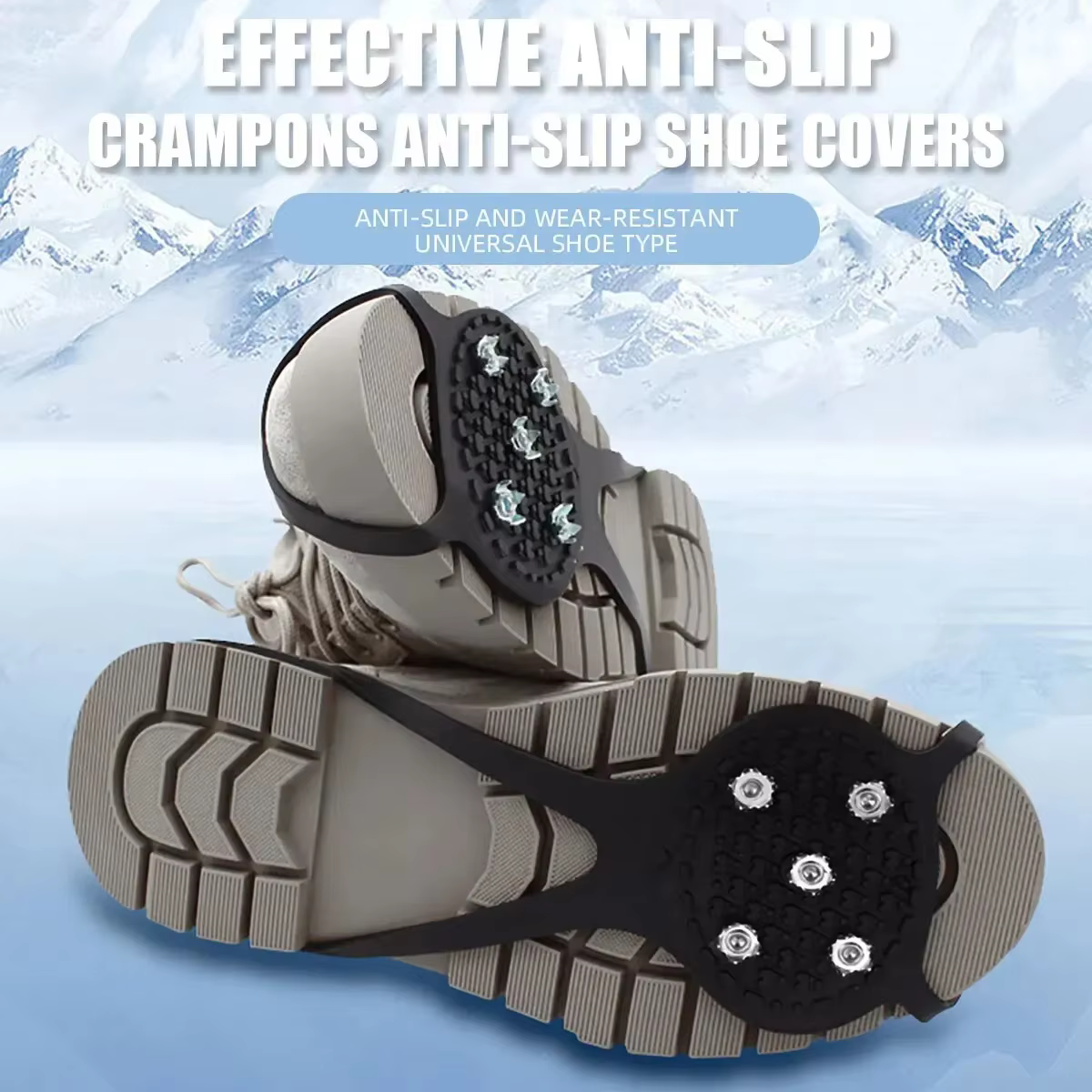 1 paire de crampons antidérapants à 5 pointes pour chaussures de marche
