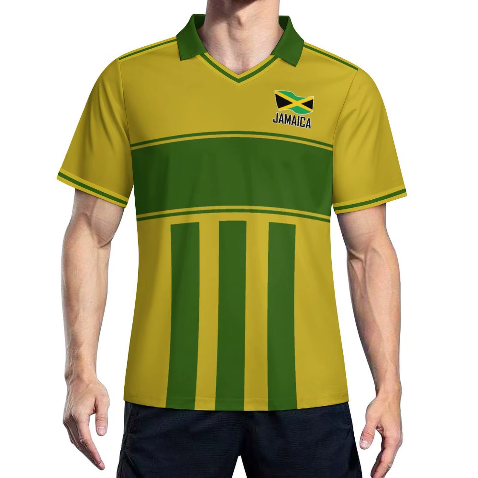 Polo de Rugby rétro rayé en maille pour hommes