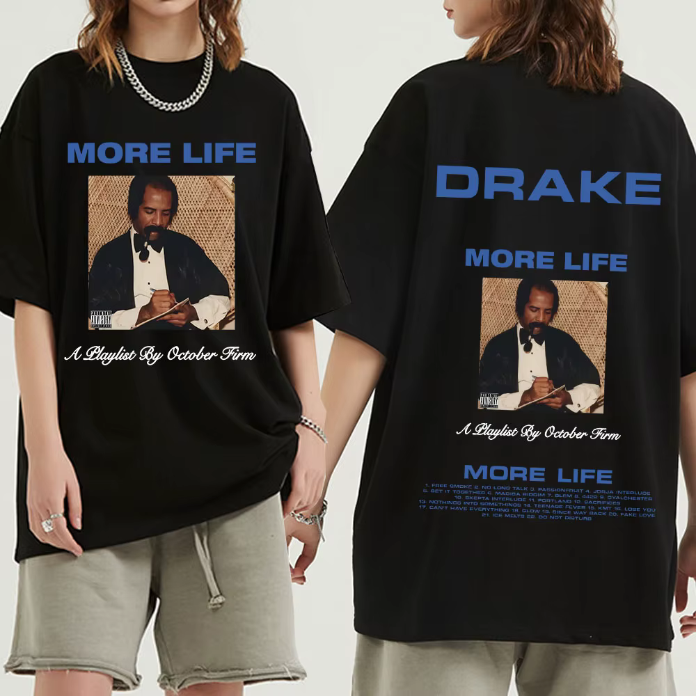 Rappeur Drake T-shirt Album de musique plus de vie T-shirts graphiques hommes femmes Vintage gothique Hip Hop