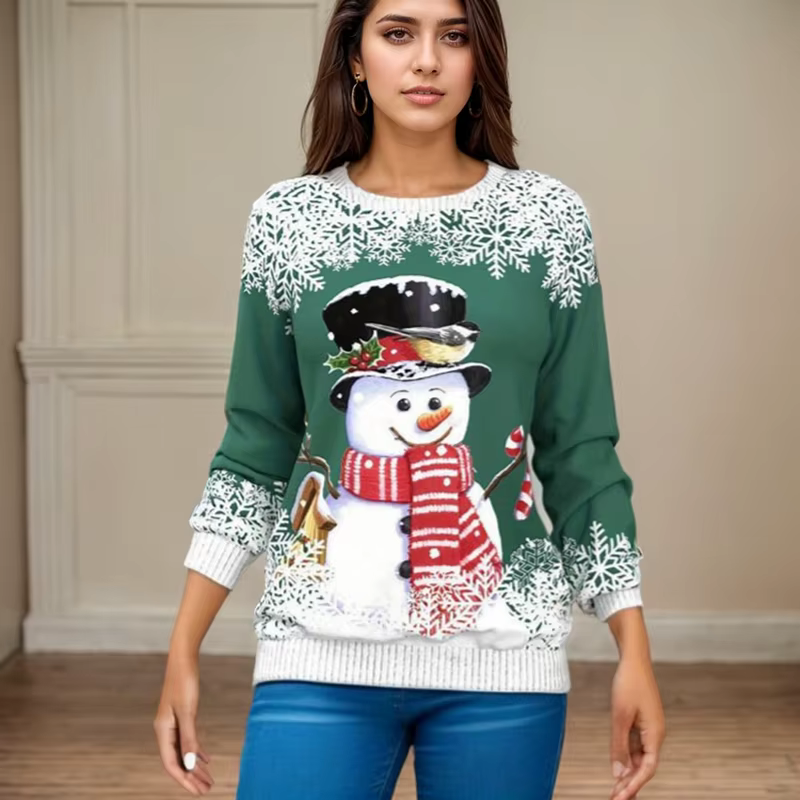 T-shirt à manches longues et col rond pour femme