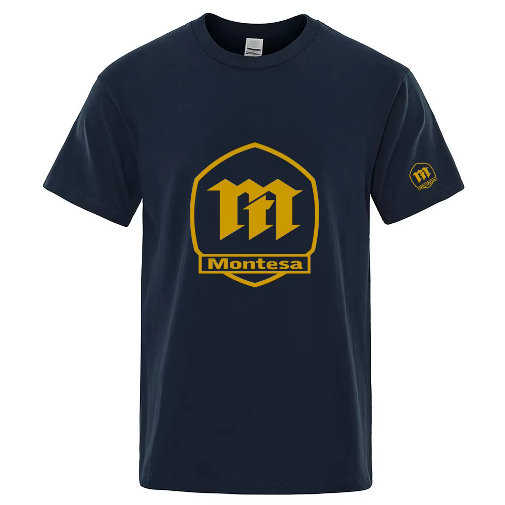 Montesa Espana motos marque 100% pur coton été haut de gamme hommes à manches courtes col rond à la mode respirant T-shirt