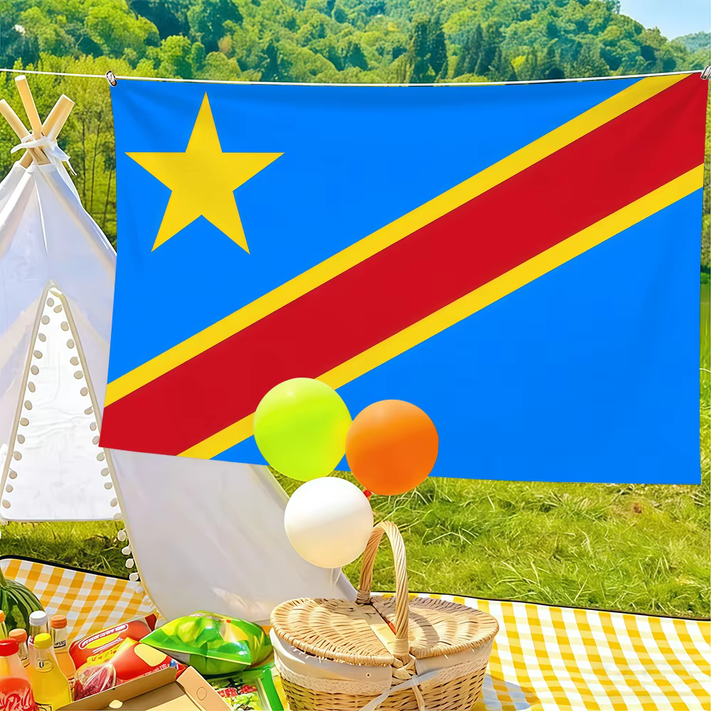 Drapeau de la République démocratique du Congo, idéal pour les fêtes, les clubs, la décoration murale intérieure ou extérieure, bannière, cadeau