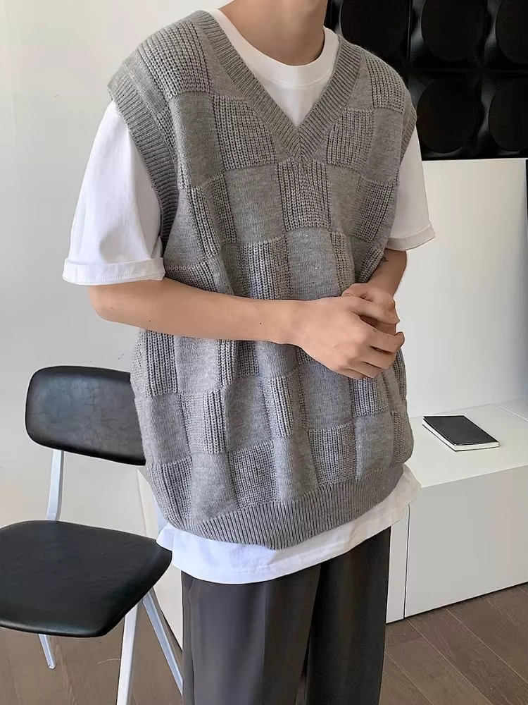 Chandails tricotés sans manches pour hommes