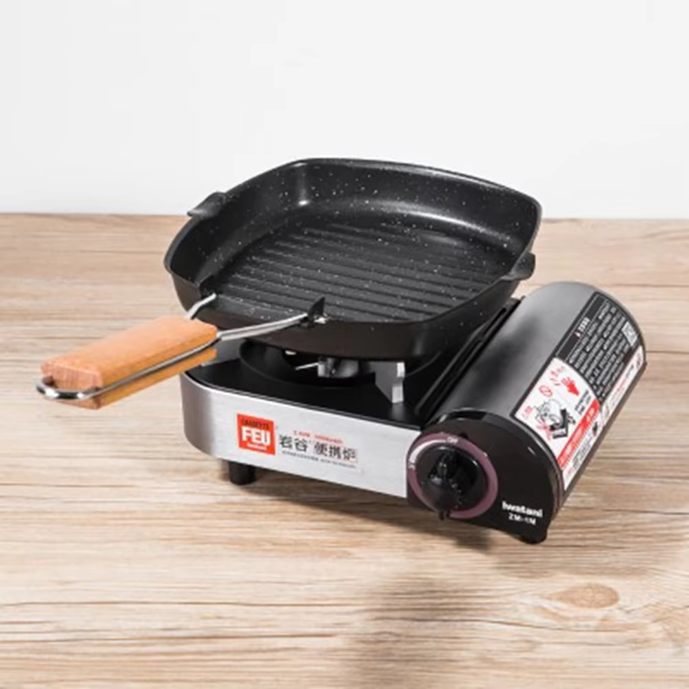 Poêle à Steak pliante pour l'extérieur et la maison, poêle à fond plat rayé, poêle à Induction à gaz antiadhésif spécial pour la friture du Steak