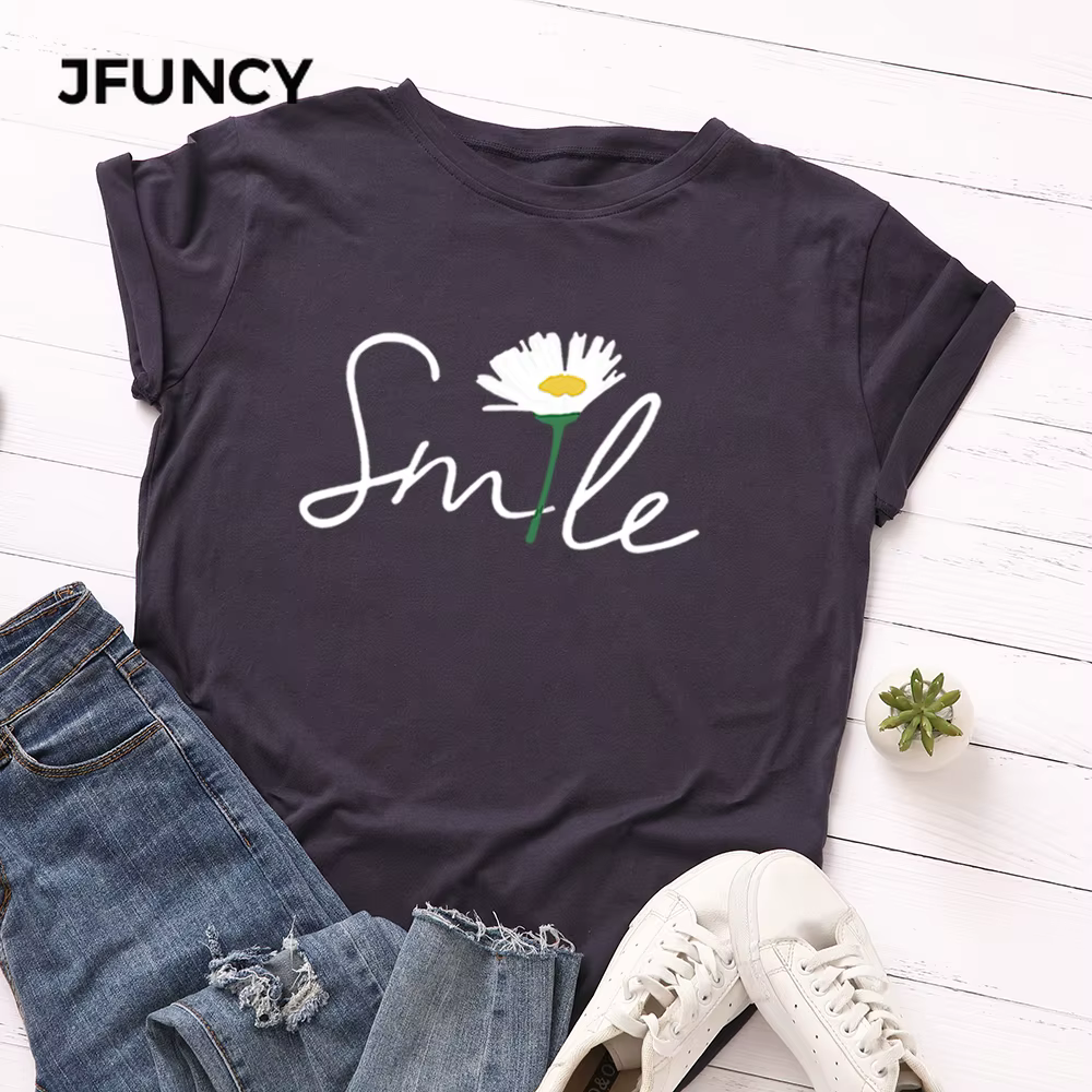 JBatteries CY-T-shirt en coton à manches courtes pour femmes