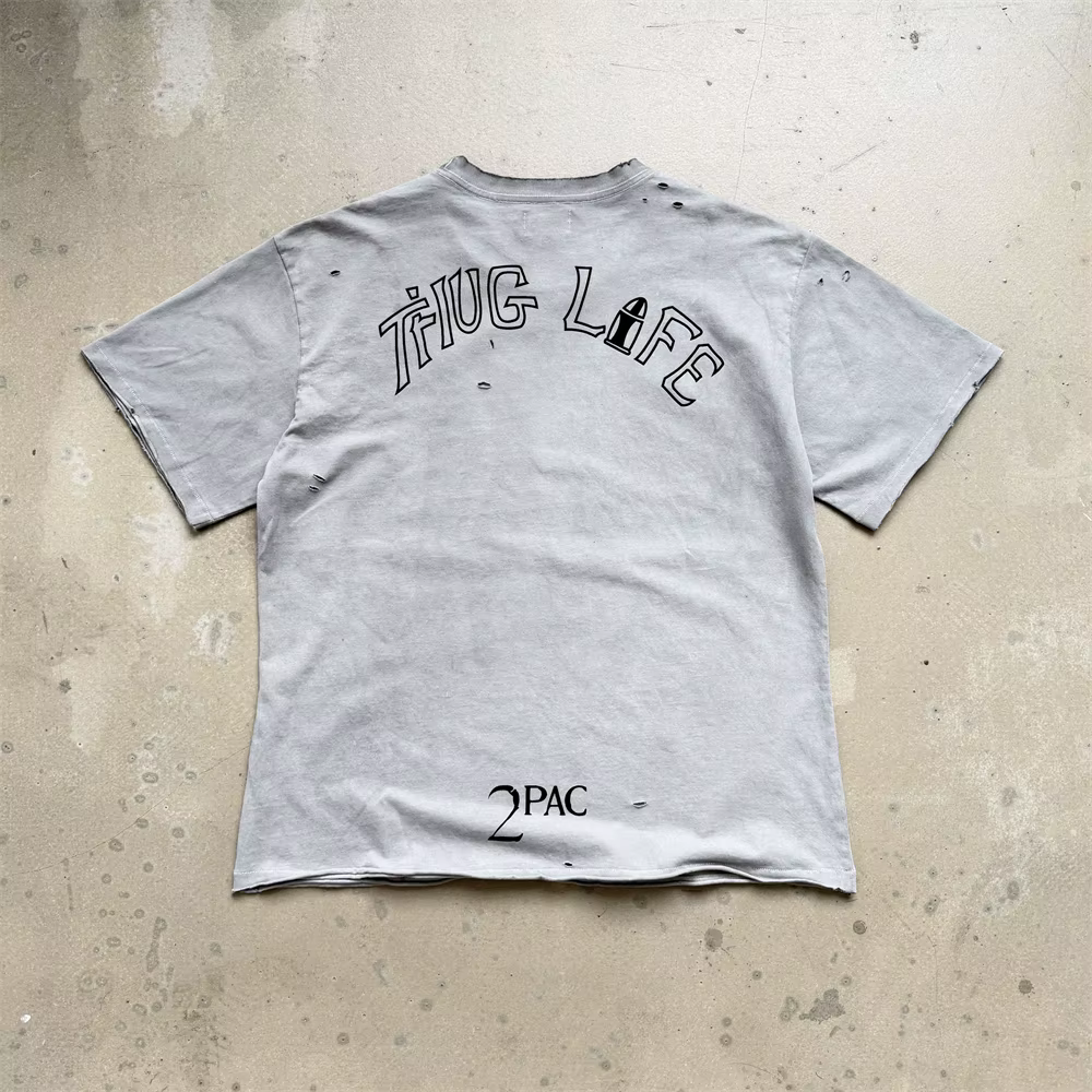 T-Shirt 2Pac THUG LIFE Saint pour hommes et femmes, T-Shirt lavé
