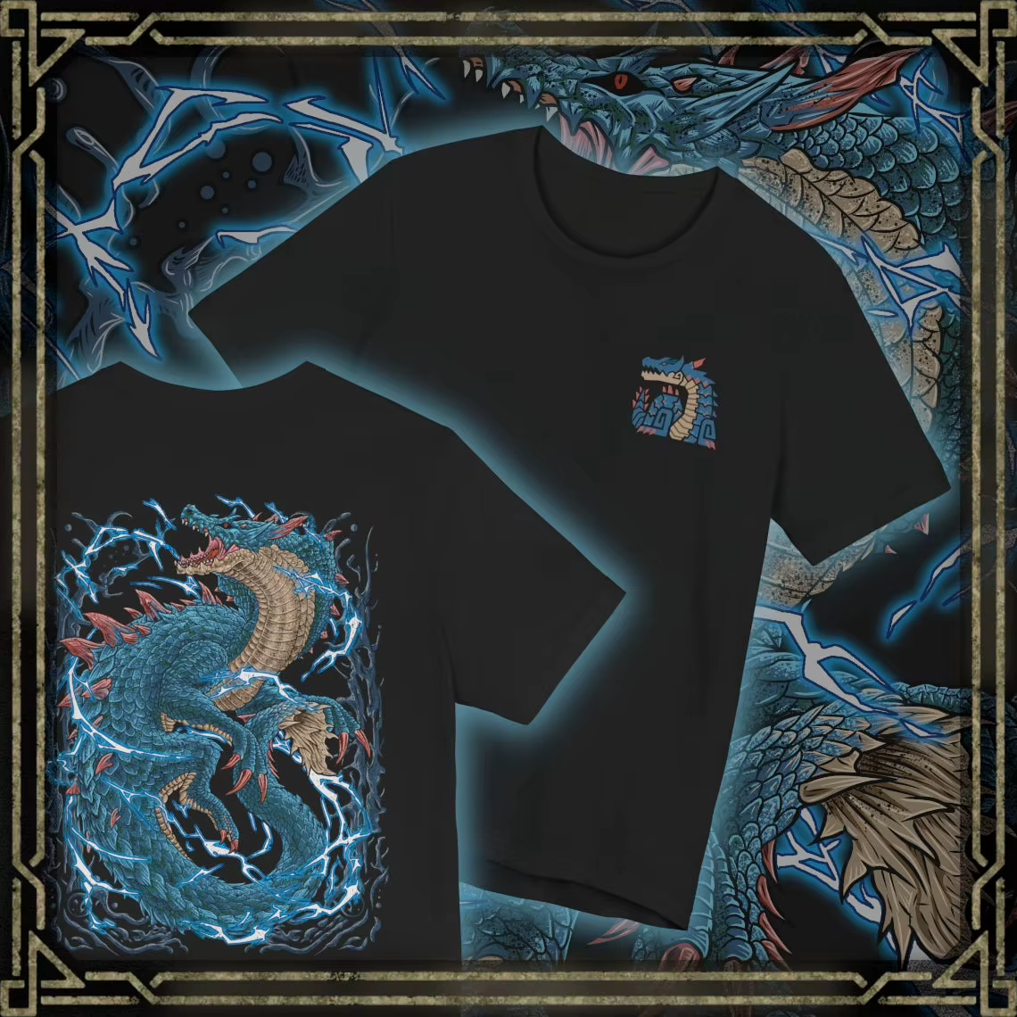 T-shirt à motif double face Monster Hunter pour hommes et femmes