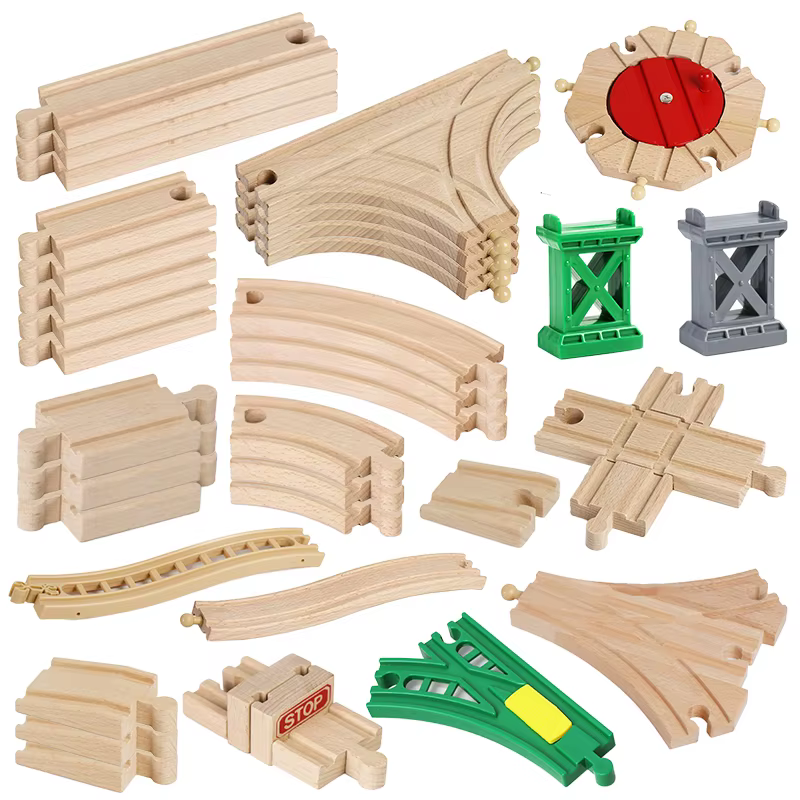 Jouets de voie de Train en bois, accessoires de Rail de chemin de fer adaptés au connecteur de route de Train Thomas, pont de chemin de fer en bois, cadeaux d'anniversaire pour enfants