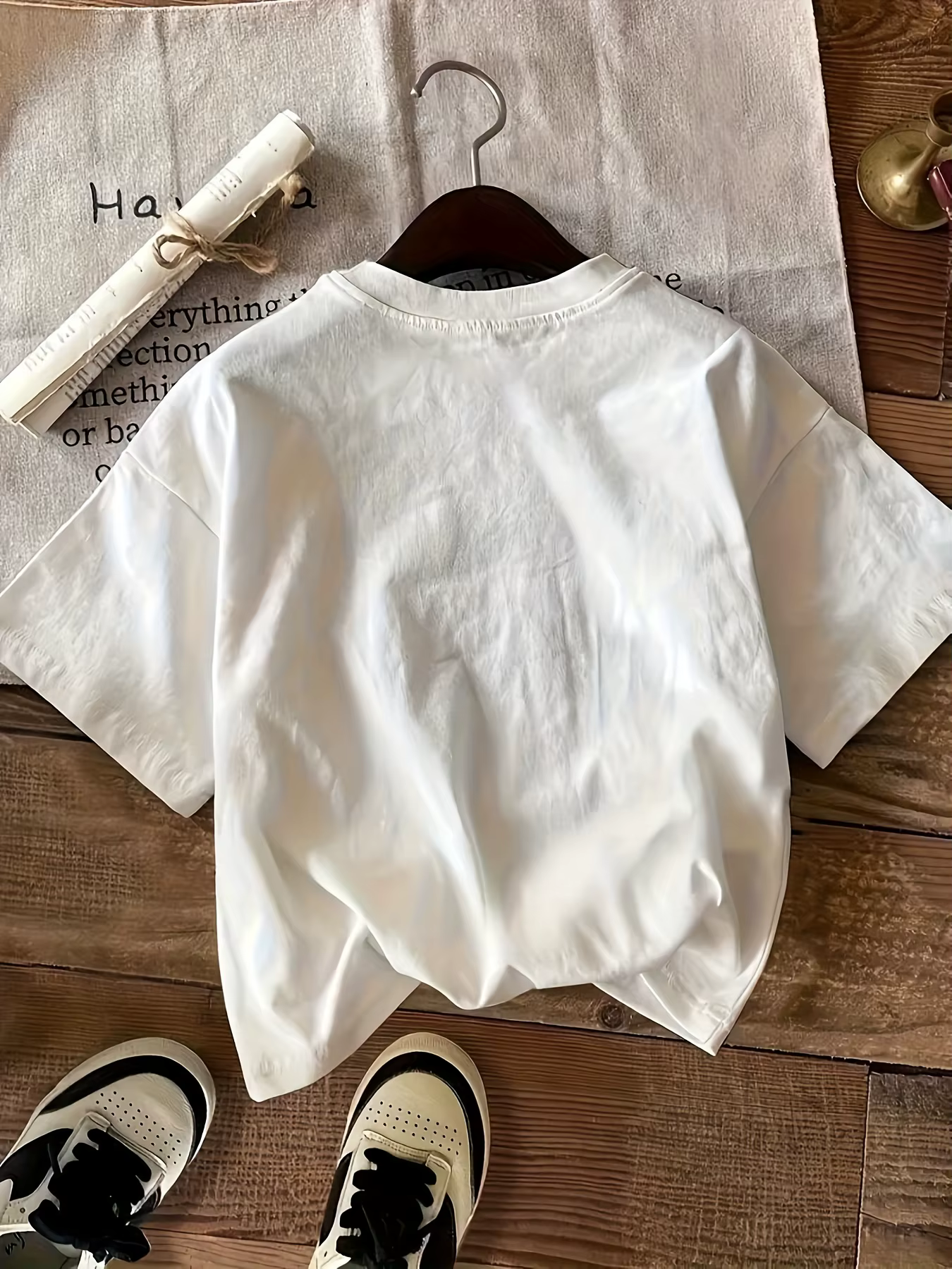 T-shirt imprimé à col rond et manches courtes pour femme