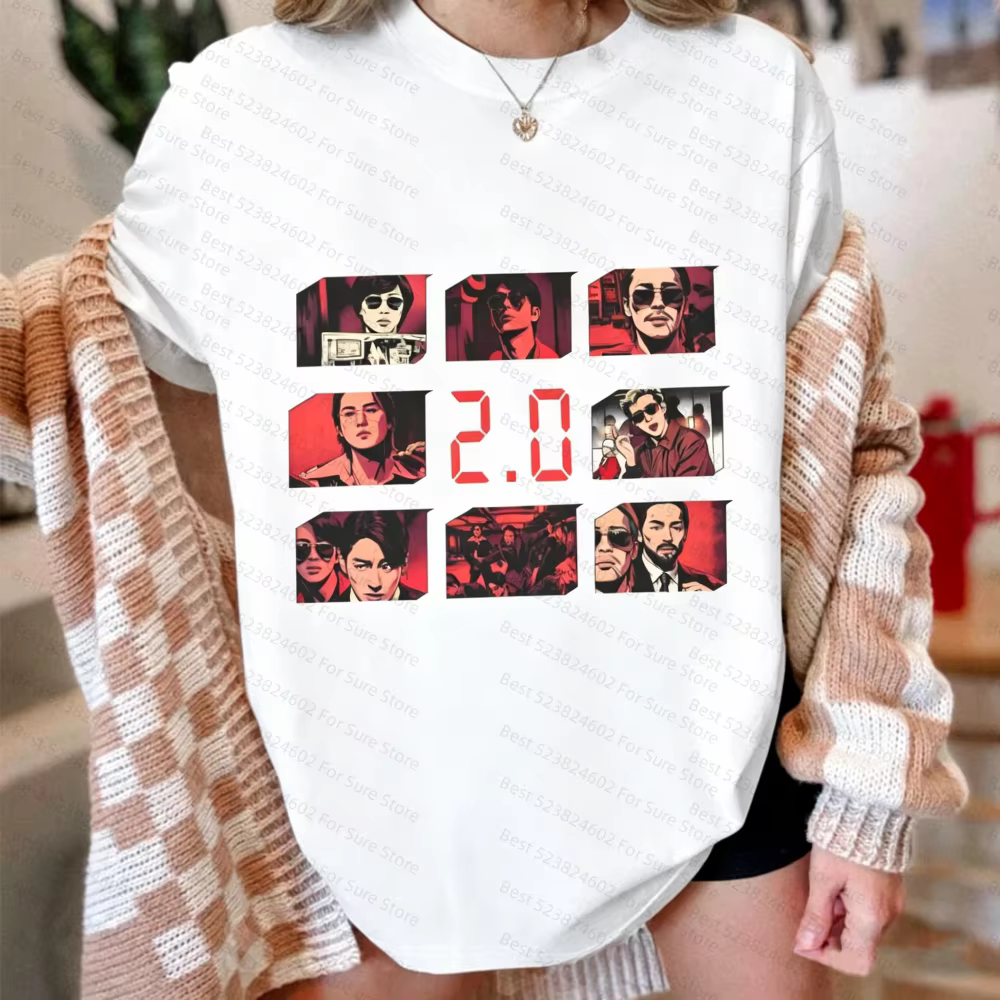 T-shirt graphique unisexe en coton décontracté avec personnage de drama coréen 2.0