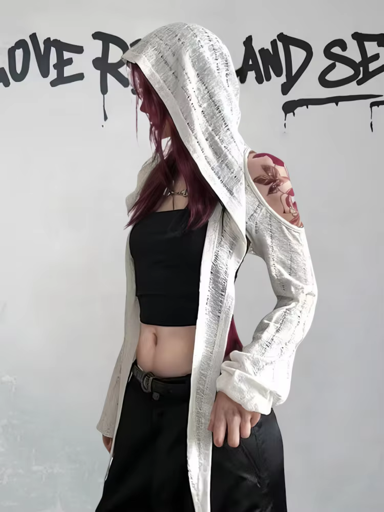 T-shirt à manches longues et épaules dénudées pour femmes