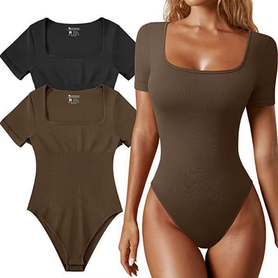 Combinaison de yoga sans manches pour femme, col carré, maillot de bain une pièce d'été, lingerie sexy, combinaison de sport et fitness pour femme