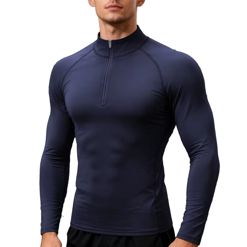 Hommes à manches longues entraînement vêtements de Compression chemises de Fitness mince T-shirt de gymnastique haut de