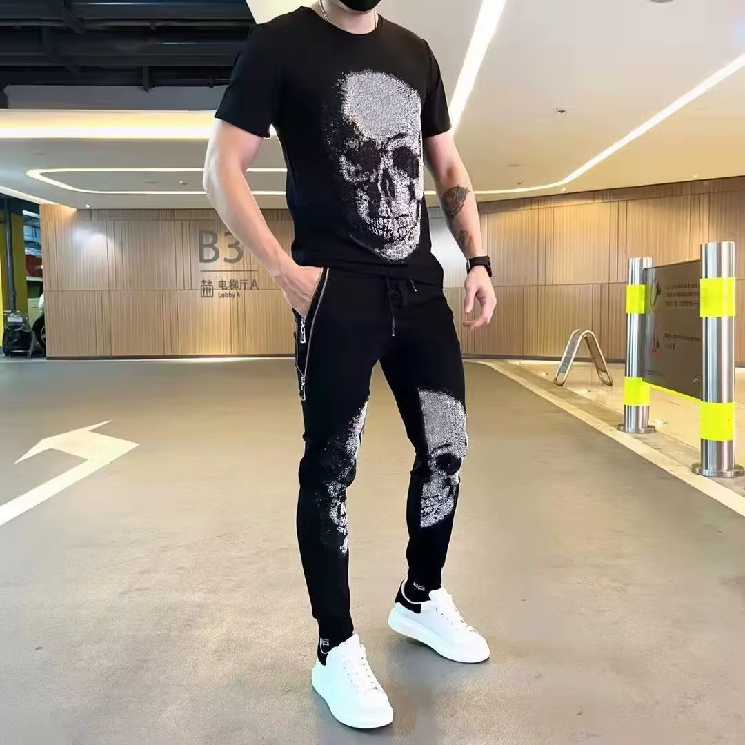 T-shirt ras du cou en pur coton avec biscuits pour hommes