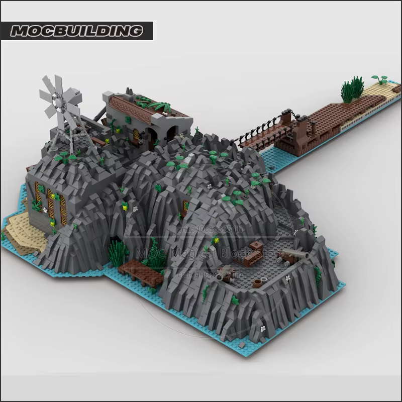 Décennie s de construction MOC Island, extension de l'île, architecture, technologie, briques, assemblage de bricolage, modèle de collection, jouets cadeaux, 7.5 ate Island Bay