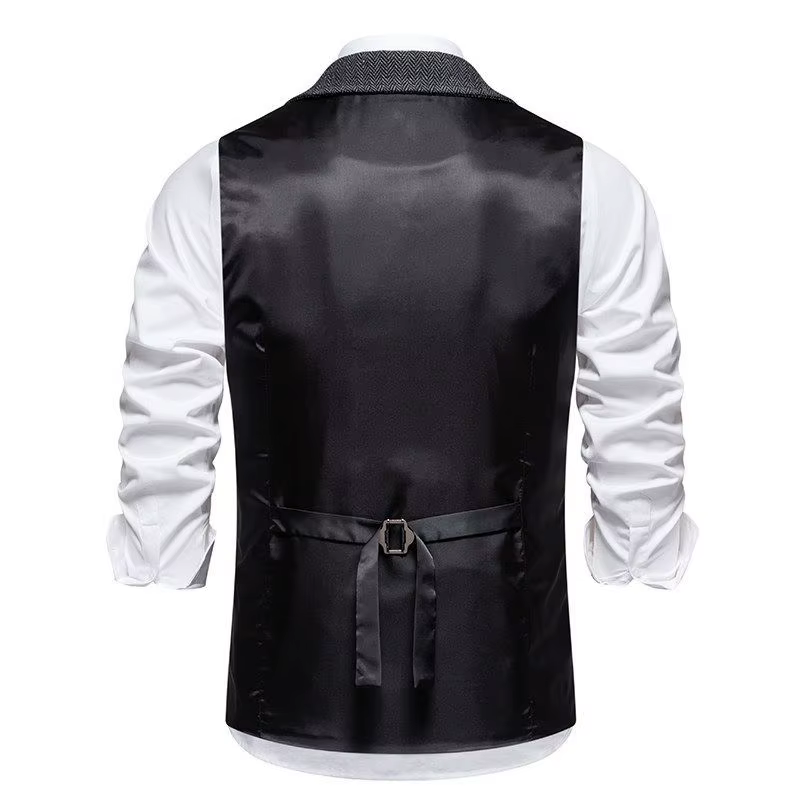 Gilet rétro britannique à revers café pour hommes