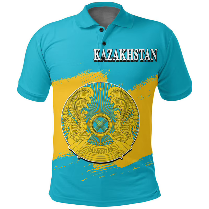 Polo imprimé 3D de la République du Kazakhstan pour hommes