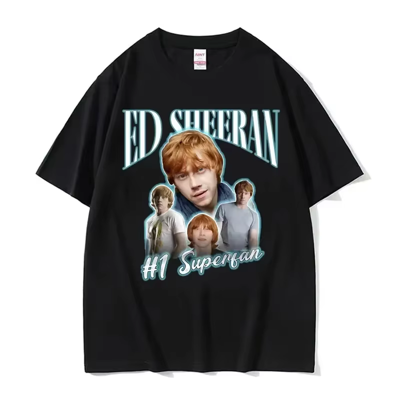 Drôle Ed Sheeran numéro un Superfan Meme T-shirt hommes mode rétro à manches courtes T-shirt unisexe gothique décontracté 100% coton T-shirt