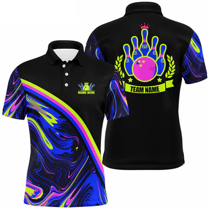 Polo à motif de Bowling coloré pour hommes