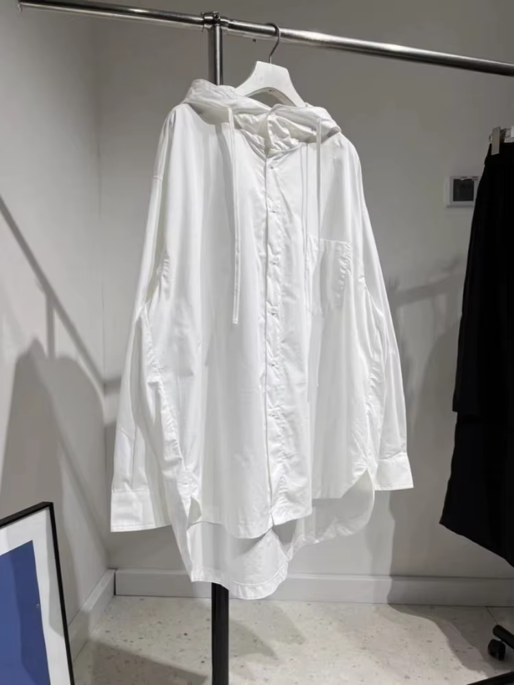 Mode haut pour femme Blouses surdimensionnées vêtements pour femmes 2025 Blusas Mujer De Moda chemise à capuche à manches longues décontracté blanc manteau de base