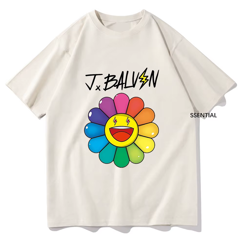 Fleurs t-shirts J. Balvin hommes/femmes vêtements Harajuku esthétique t-shirt Vintage unisexe Streetwear coton