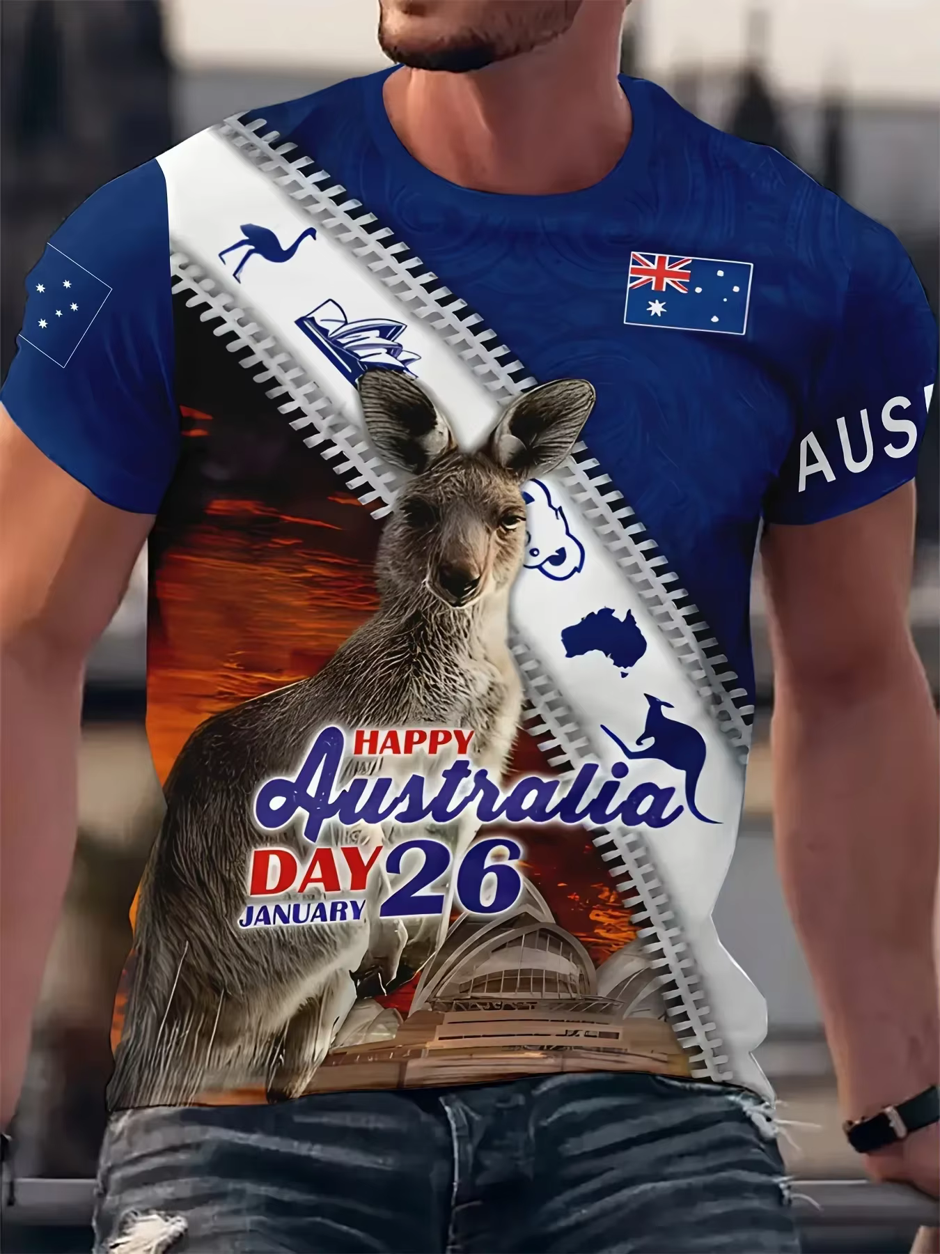 T-Shirt homme drapeau australien kangourou graphique 3D imprimé T-shirts décontracté à manches courtes