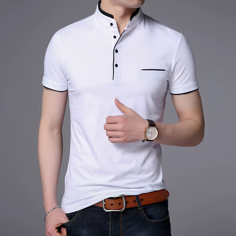 Polo à col mandarin pour hommes