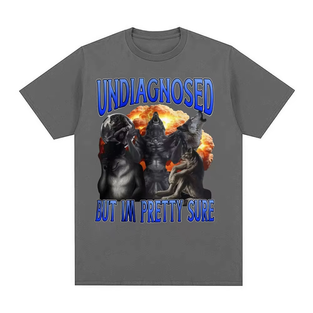 Indiagnostic mais je suis joli loup sûr drôle Meme T-shirt pour hommes femmes Harajuku gothique rétro