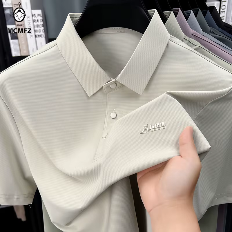 Polo décontracté pour hommes, t-shirt à manches courtes, hauts élastiques pour le travail, le bureau, la tenue quotidienne, chemisier d'été respirant