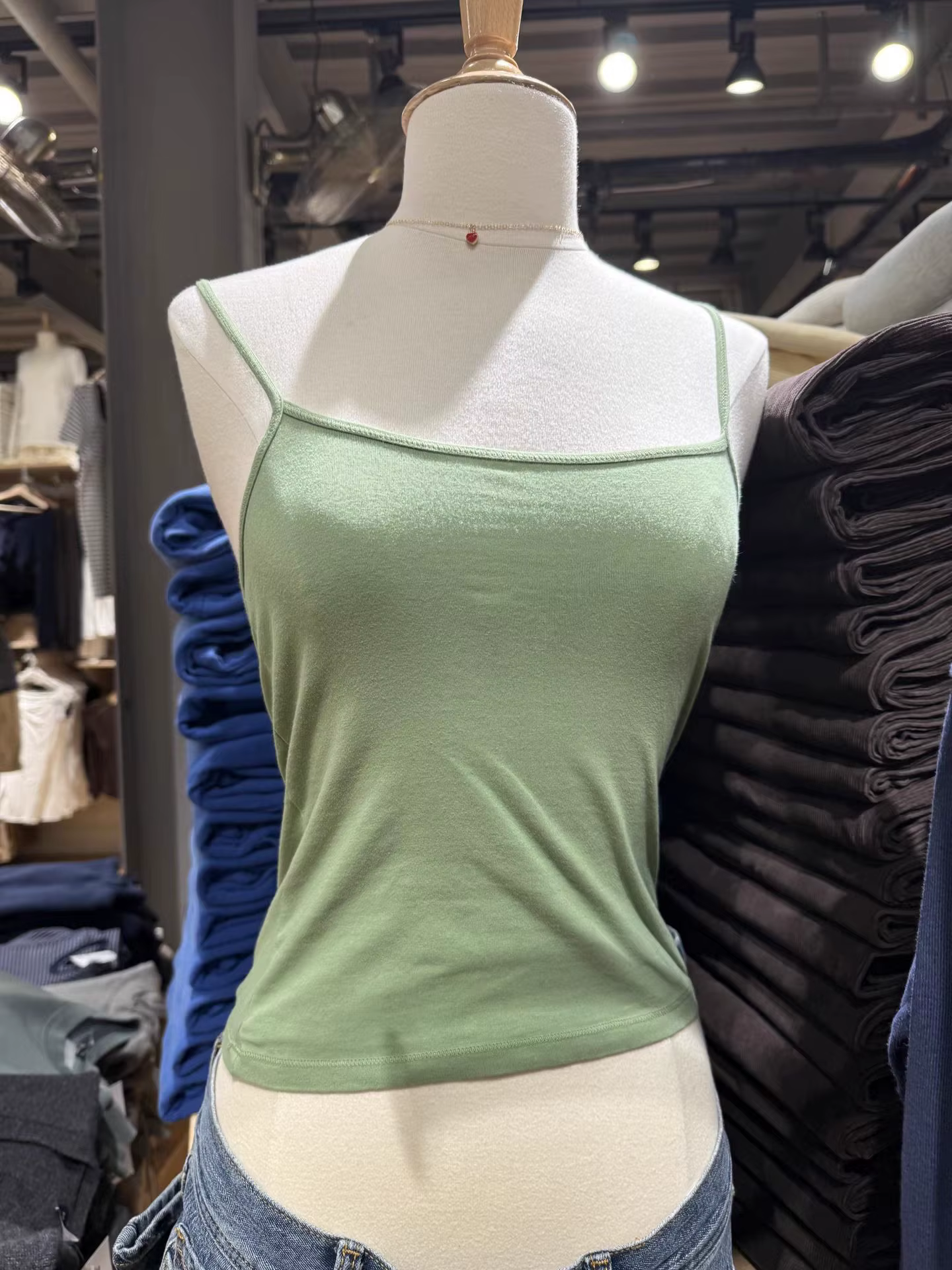 Nouveau débardeur vert slim pour femme – Haut court basique uni et simple pour l'été – Style décontracté