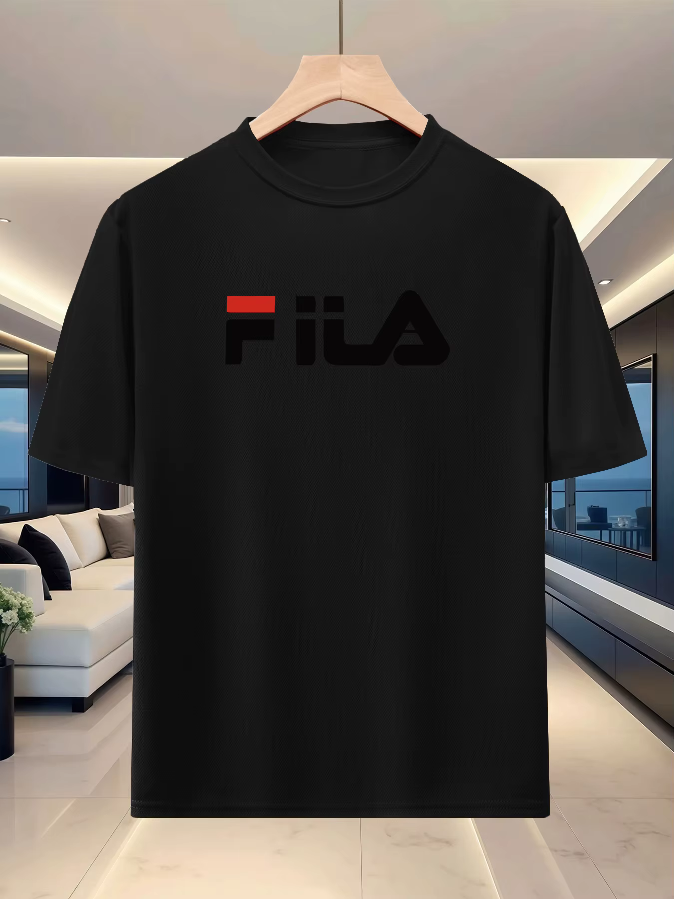T-shirt imprimé d'été pour hommes - tissu respirant - décontracté à col rond et manches courtes - haut de sport pour la course et le fitness