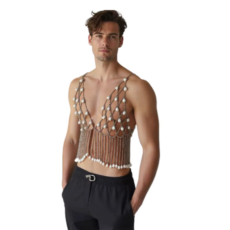 Débardeur de plage en perles pour hommes