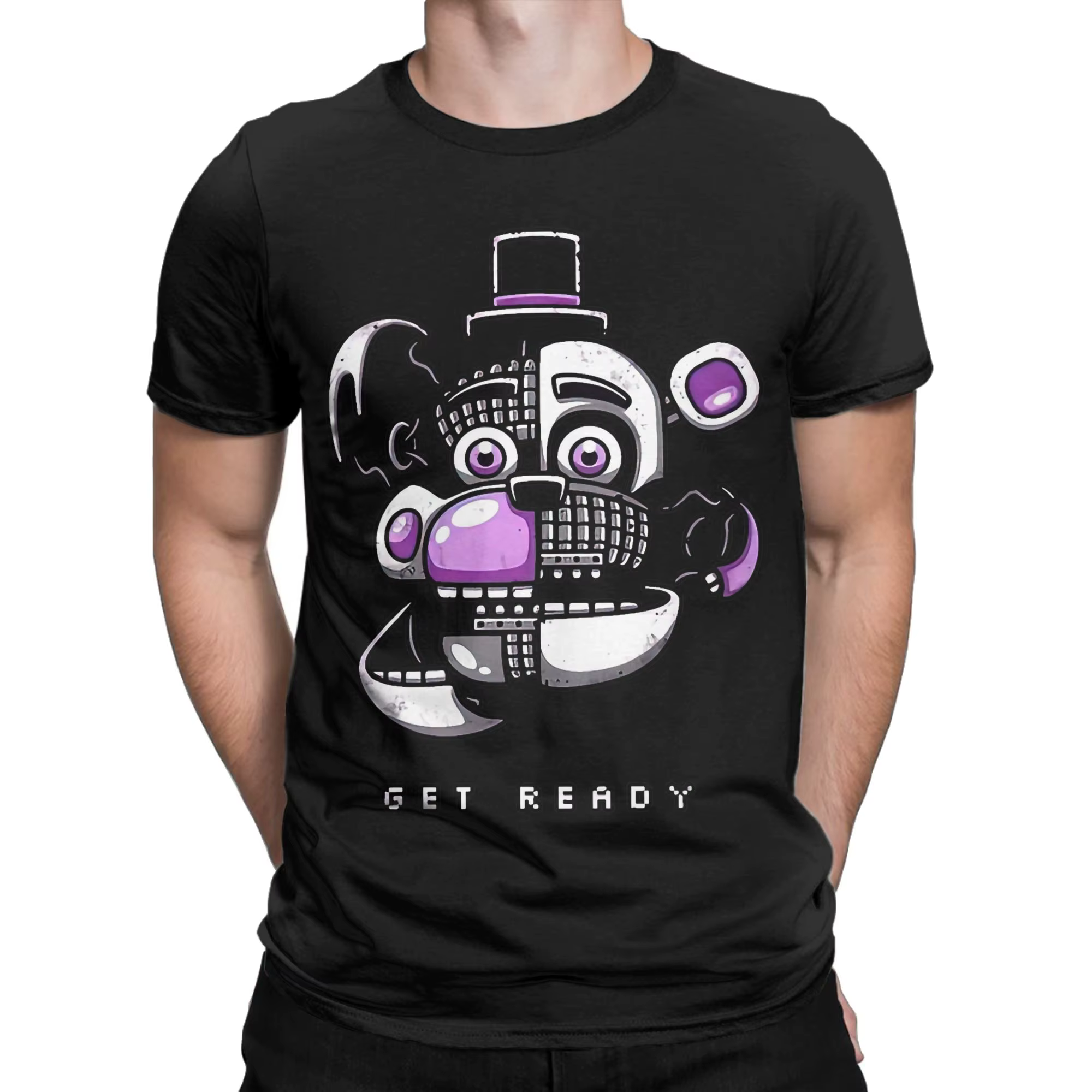 FNAF At Freddys T-Shirt pour hommes fou 100% coton t-shirts col rond manches courtes
