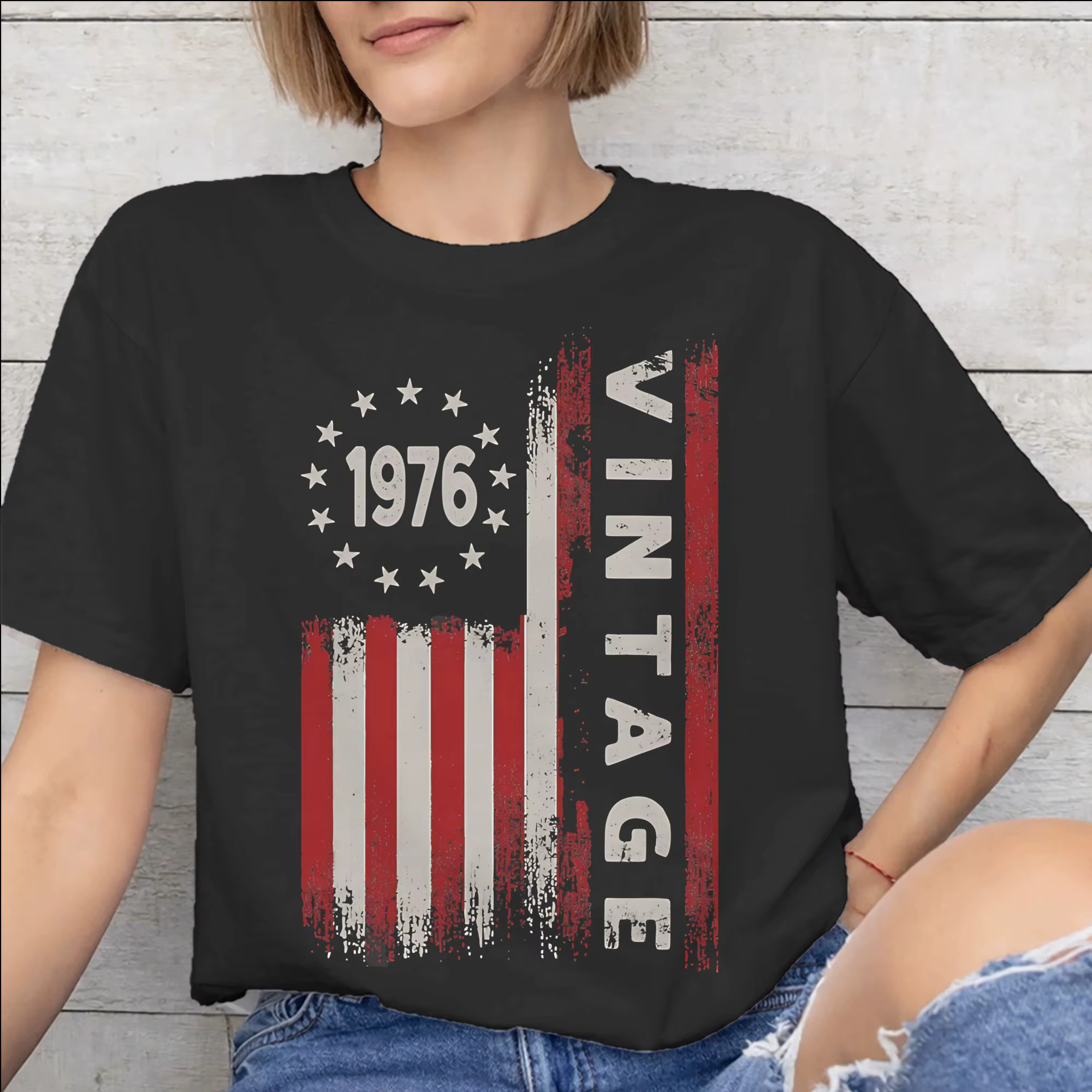 T-shirt imprimé vintage 1976 pour hommes et femmes