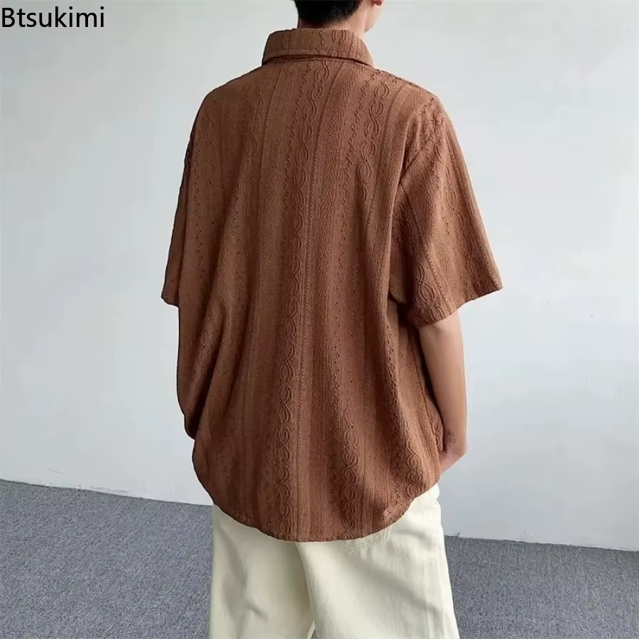 Chemises amples ajourées vintage japonaises pour hommes