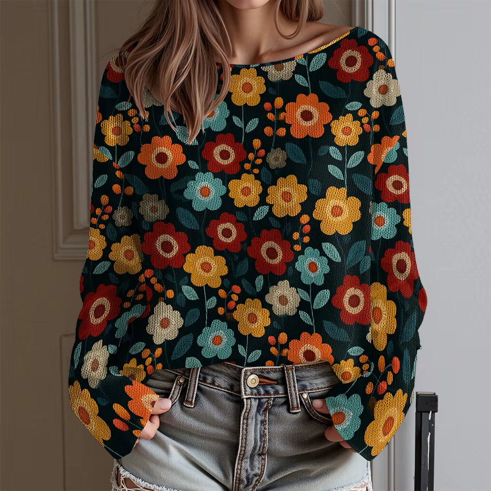 T-shirt à manches longues et col bateau pour femmes