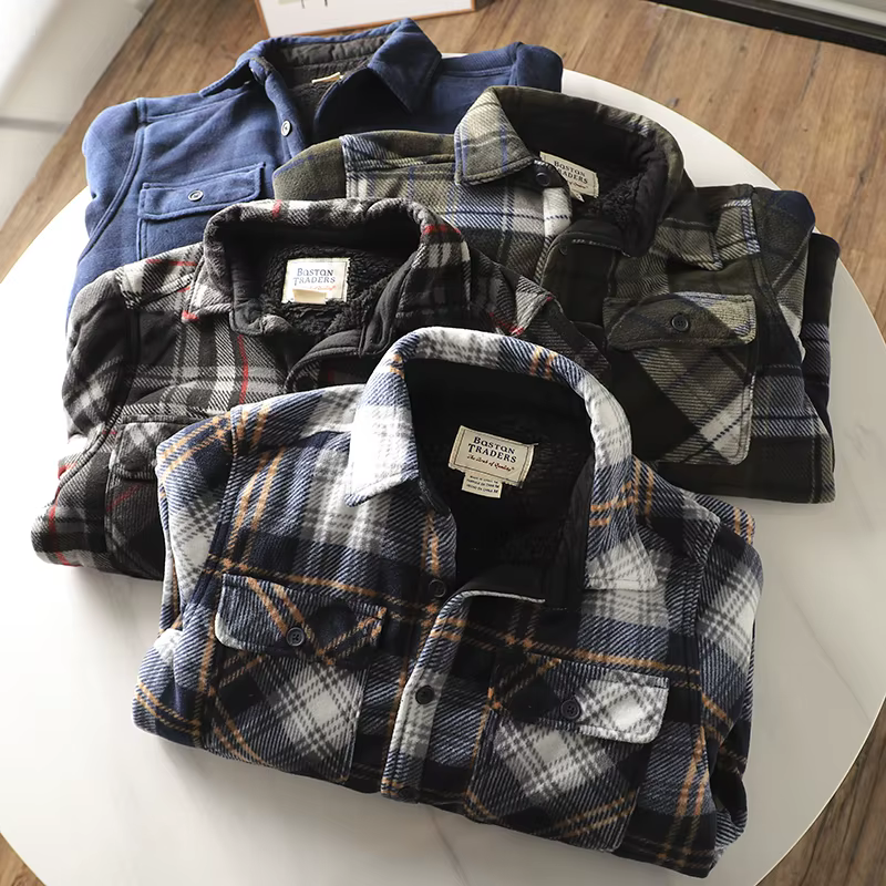 Chemise à carreaux en glouton lourd pour hommes