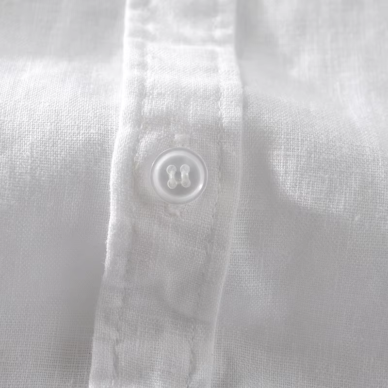 Chemise à manches courtes en lin pur pour homme, chemise blanche en lin et coton, décontractée, d'été, à demi-manches, style business décontracté