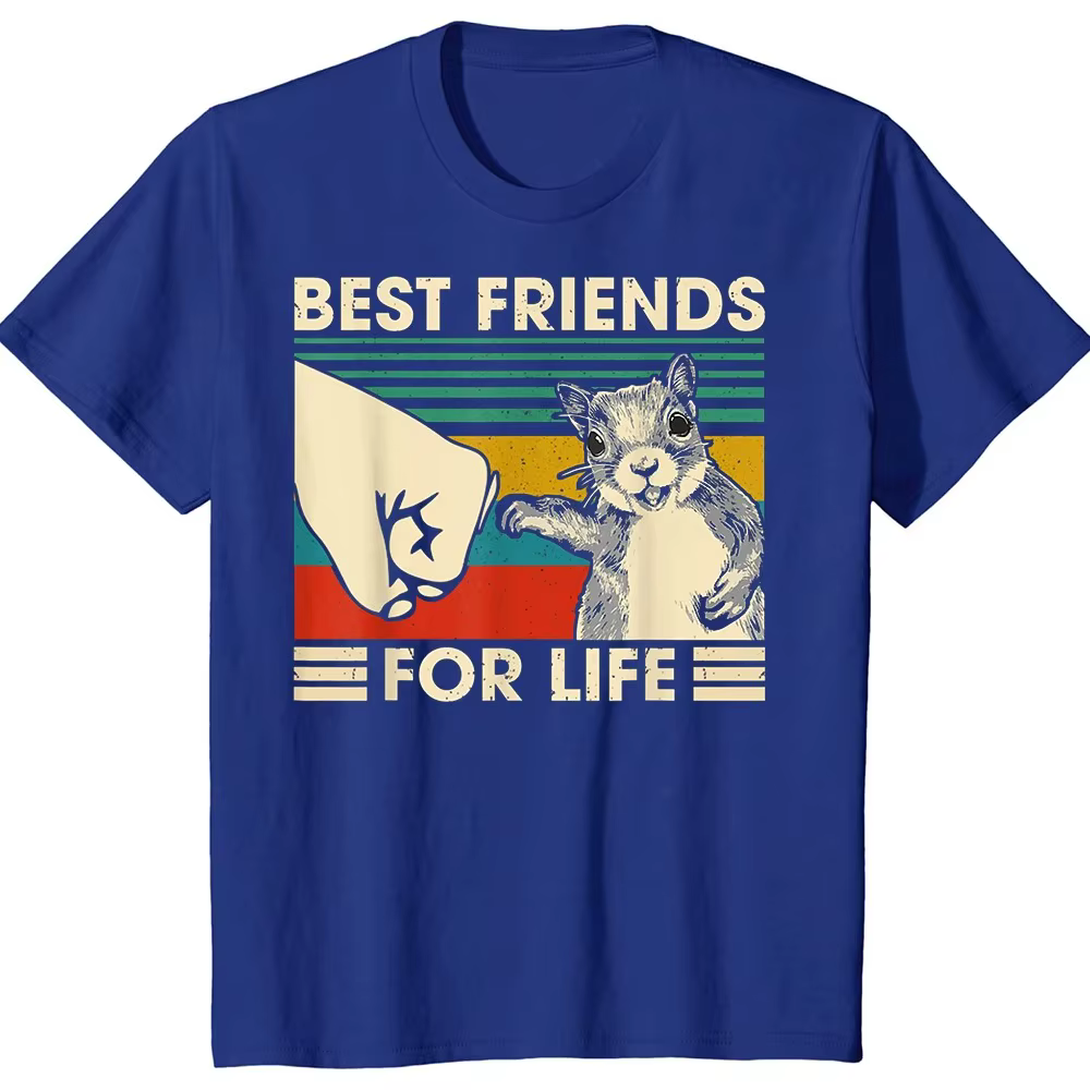 Drôle rétro Vintage écureuil meilleur ami pour la vie t-shirts graphique coton Streetwear cadeaux d'anniversaire Style d'été T-shirt