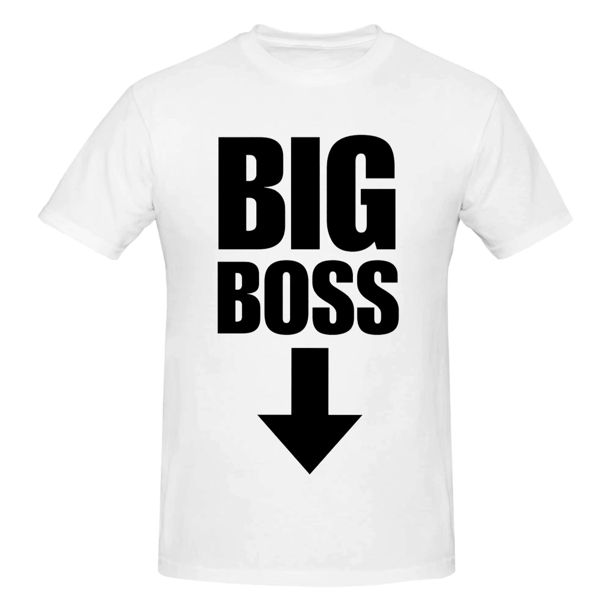 T-shirt pour hommes en coton 100% avec motif Big Boss avec flèche pointant vers le bas